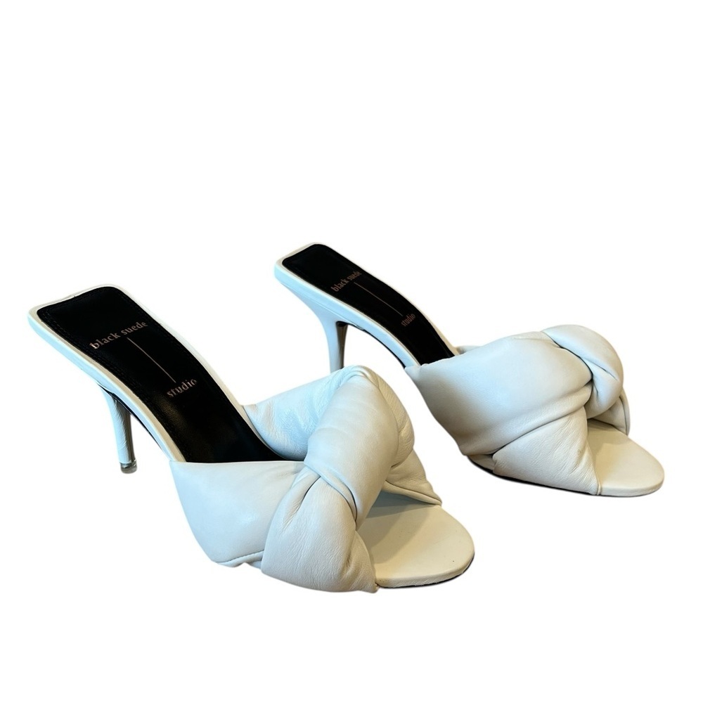 New Black Suede Studio Eliza Crossover Sandal White 36 Contemporary Minimalist